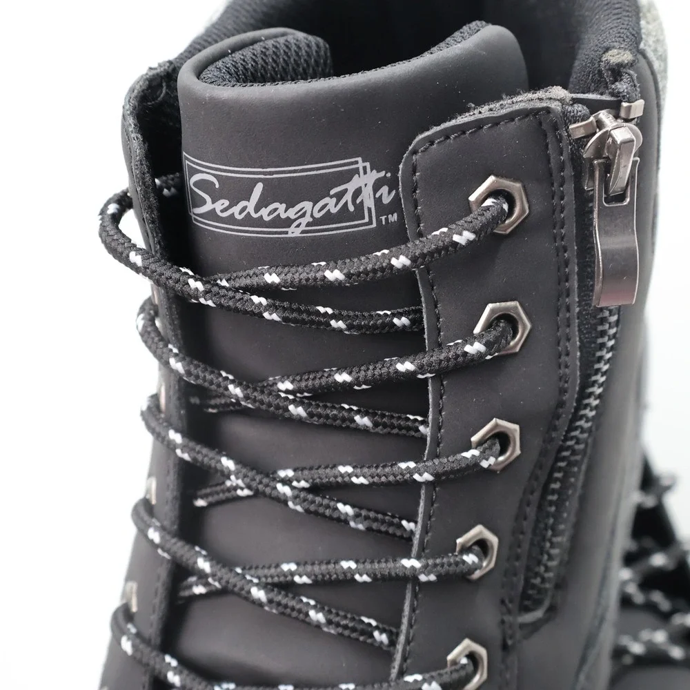 Sedagatti Ankle Boots Mens Size 12 Black New Side Zip Lace Up SED401M Rugged